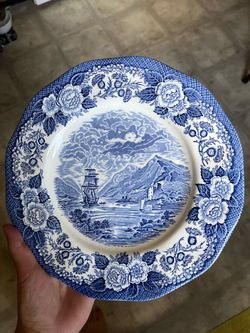 Vintage Blue & White Lochs of Scotland Dinnerware Set – Moving Sale