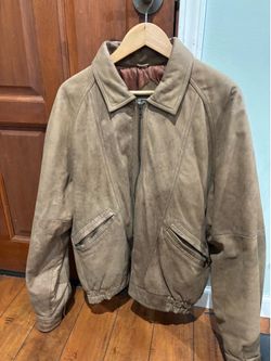 Vintage Tan Brown Leather Jacket XL Paisley Lined Genuine Leather Phase 2