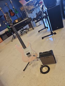 Donner Designer Series Electric Guitar with Kustom KGBAT Amplifer & Cord P819226-1