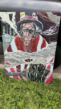 Vintage Amazing Pop Art Bandito North Dakota Armed Mexican Bandit Oil Painting Big!!!