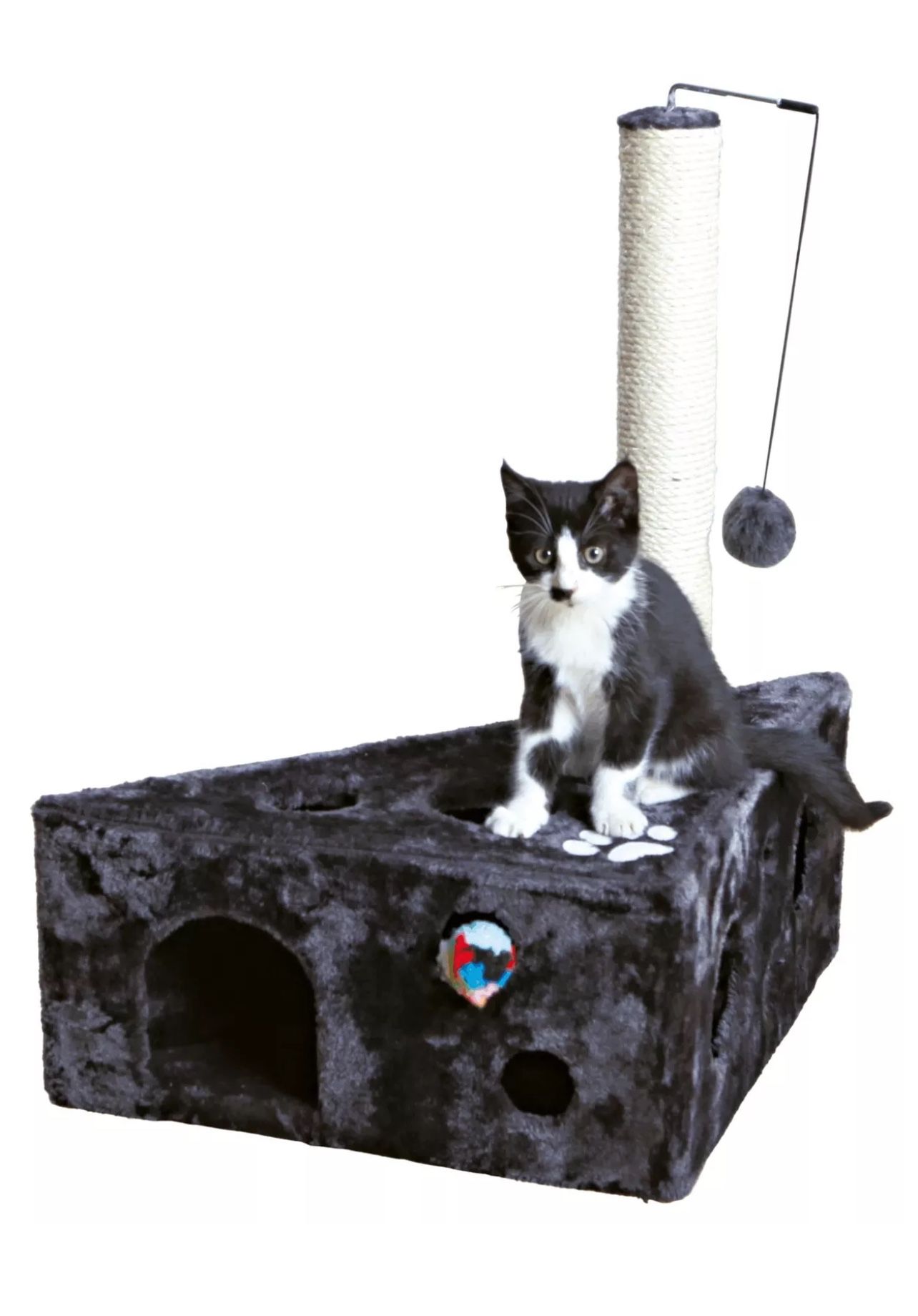 TRIXIE Murcia Sisal 26" Cat Scratching Post with Plush-Covered and Cat Toy Gray