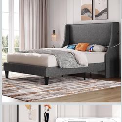 Queen Size Velvet Upholstered Bed Frame New in the box