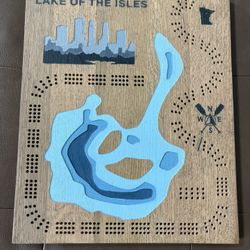 Custom built Lake of the Isles (Minneapolis, Minnesota) cribbage board