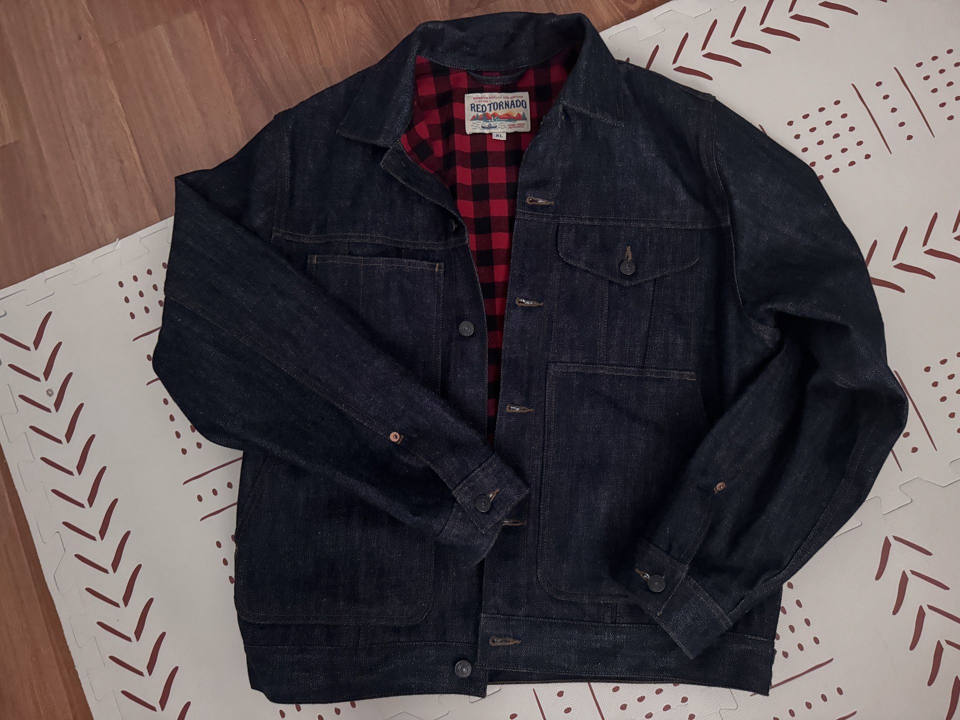 Red Tornado Denim Jacket Size XL 14oz