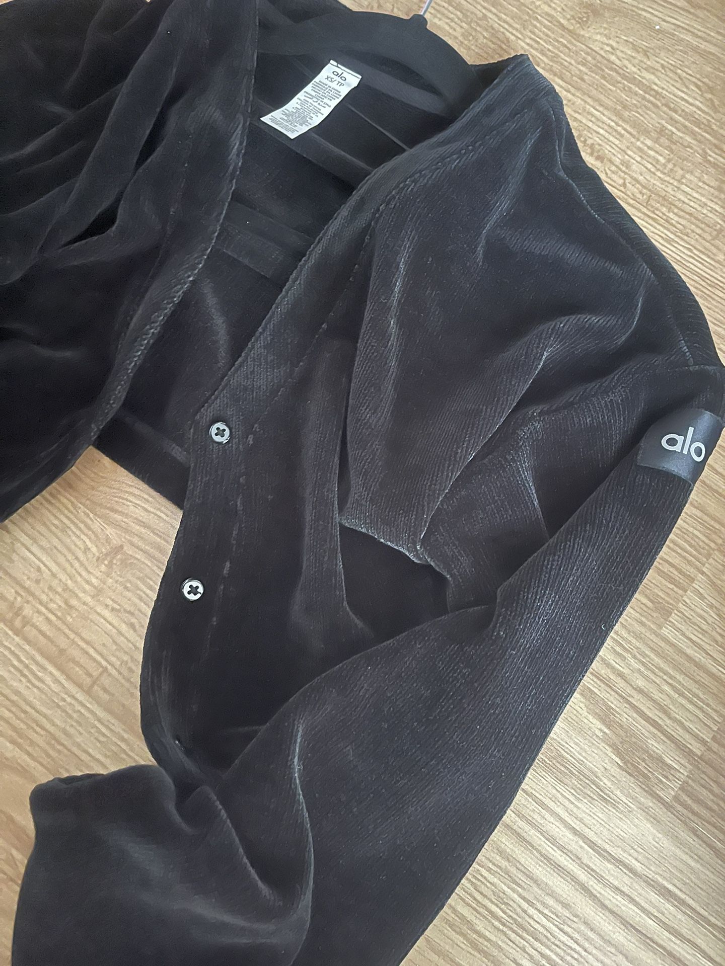 Alo Yoga Corduroy Black Cardigan Jacket Small