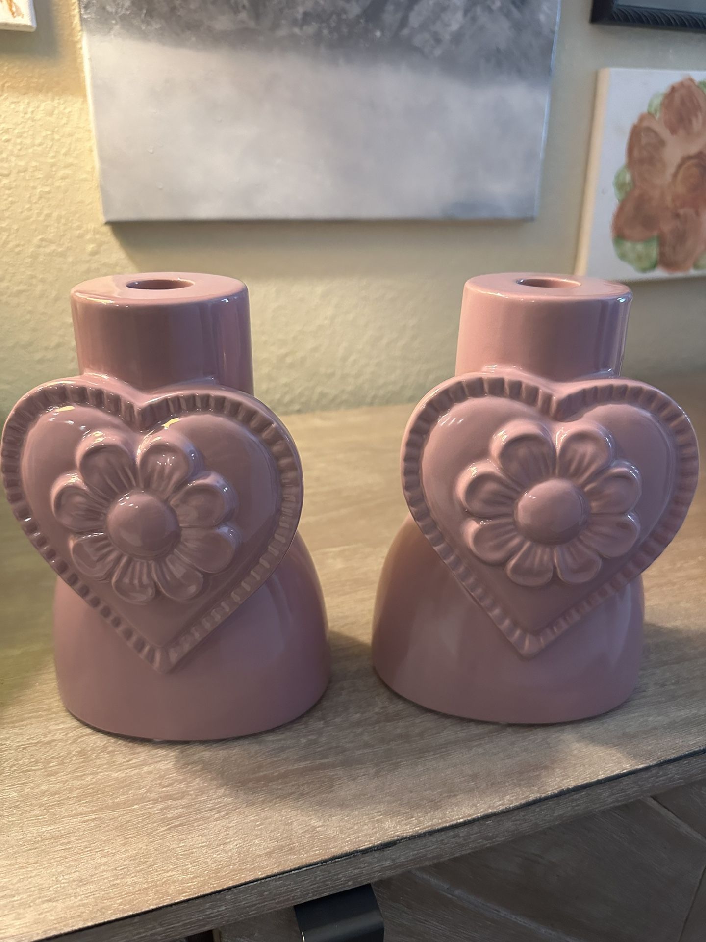 2 Purple Candle Holders
