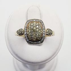 10k Gold White & Yellow Diamond Ring