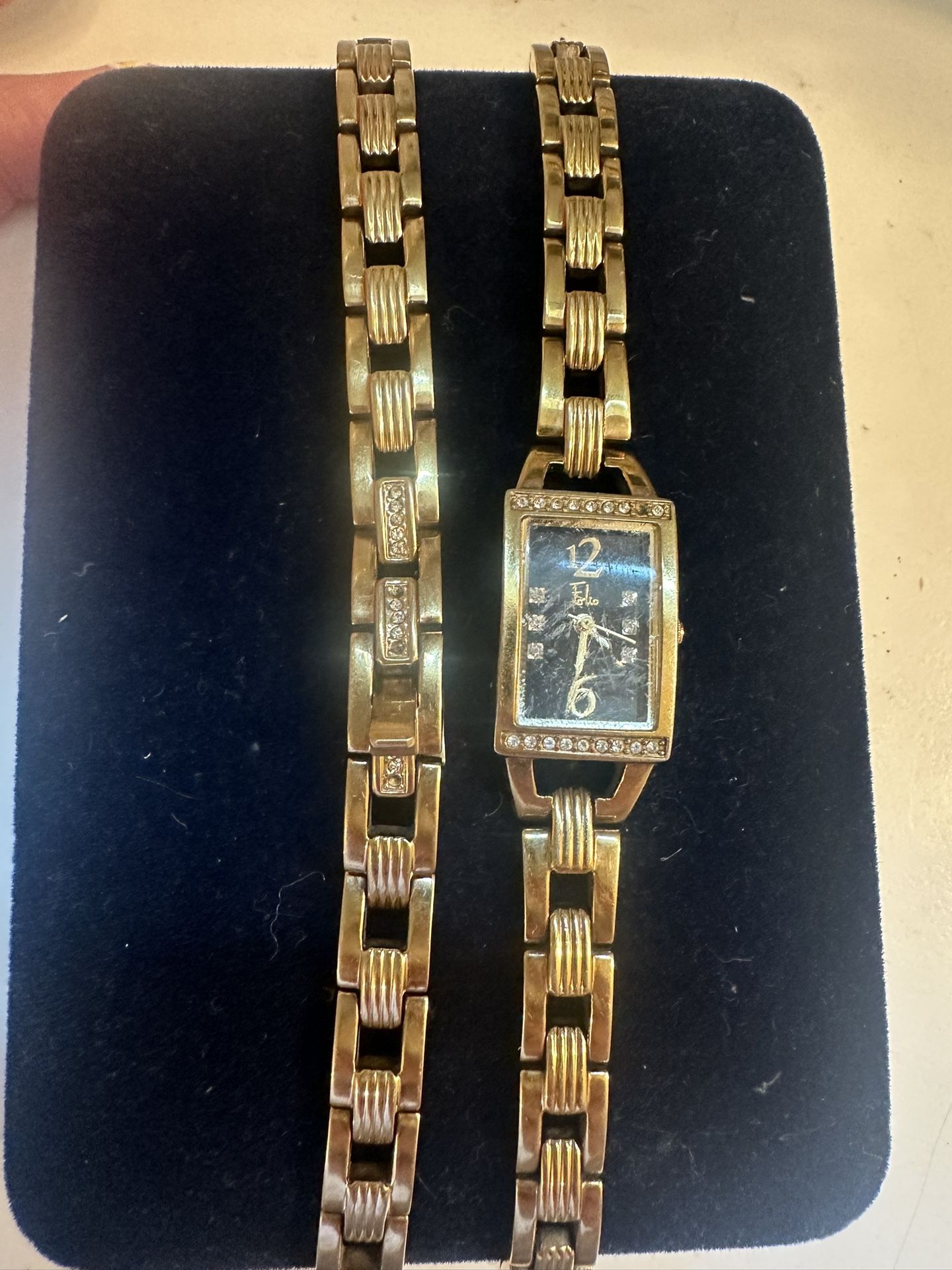 Gold  And Diamond Watch And Bracelet 