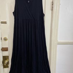 Maggie Barnes Tank Dress Women’s Size 22-24W Flowy Maxi Dress Black Knit V Neck