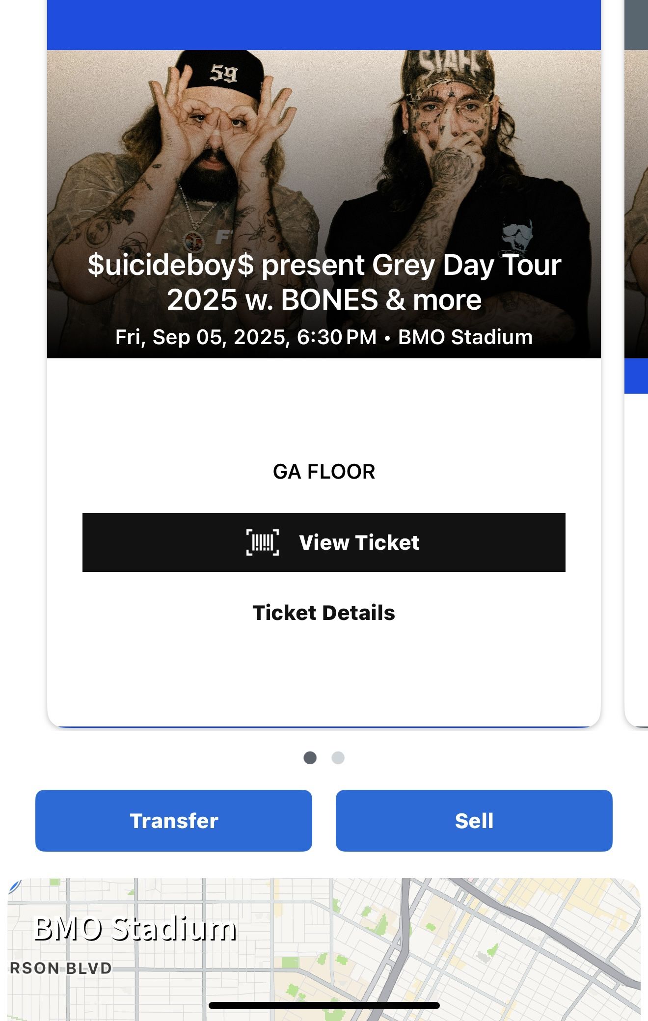 $uicideboy$, Bones LA BMO STADIUM FLOOR TICKET