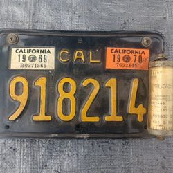 Vintage Black License Plate 