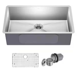 KRAUS Standart PRO 32 in. Undermount Single Bowl 16 Gauge Stainless Steel Kitchen Sink with Accessories@404