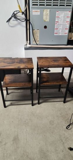 Pair Of Side Table W/ Outlet 