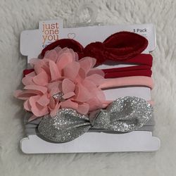 Baby Girl 3 pk Glitter Bow Headwrap headbands