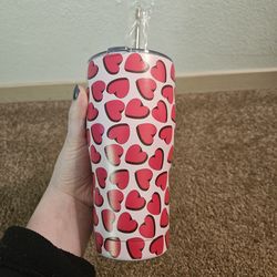 NEW Insulated Cup with Hearts, Lid and Straw