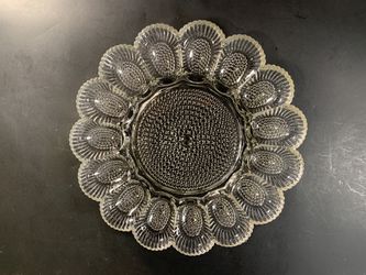 Vintage Clear Hobnail Devil Egg Platter/Dish (Diameter: 11-1/2”)