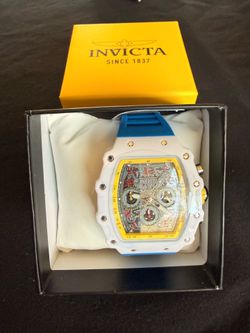 Invicta Racing Men’s Chronograph Watch – White & Blue Silicone Band – New in Box