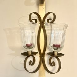 Iron Wall Sconces. Glass Candle Holders Included.  3 Piece Set.