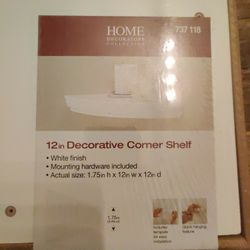 White Decorative Corner Shelf (1.75"H x 12"W x 12"D