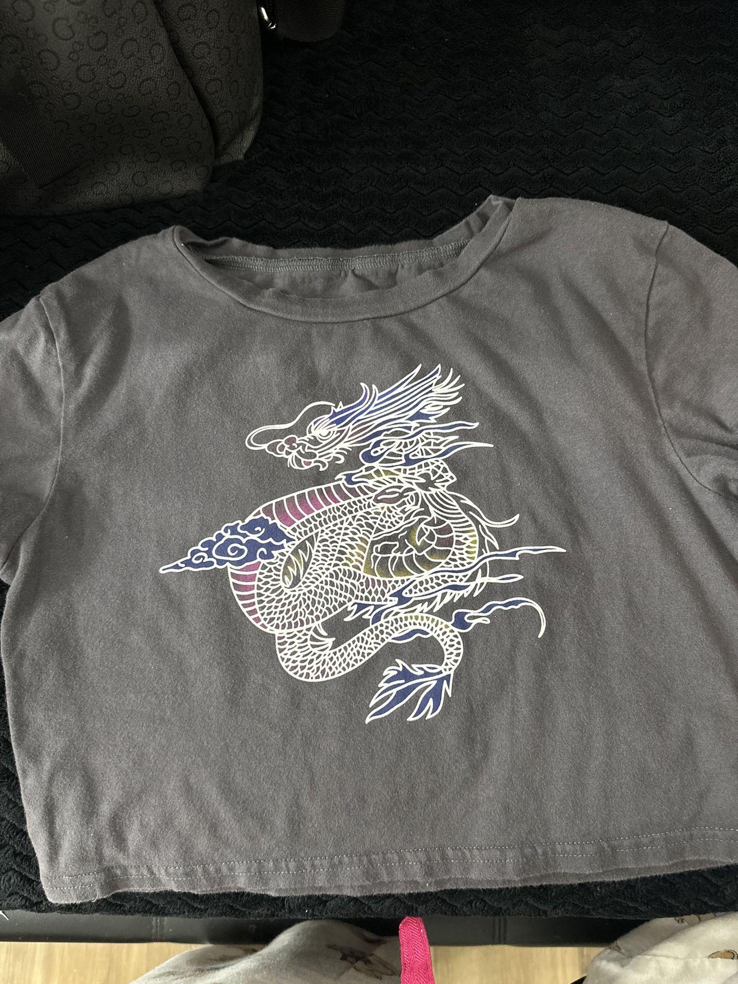 Bershka Grey Dragon Crop Top 