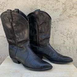 Vintage Tony Lama Thieves Market Black Western Boots Size 10.5 D
