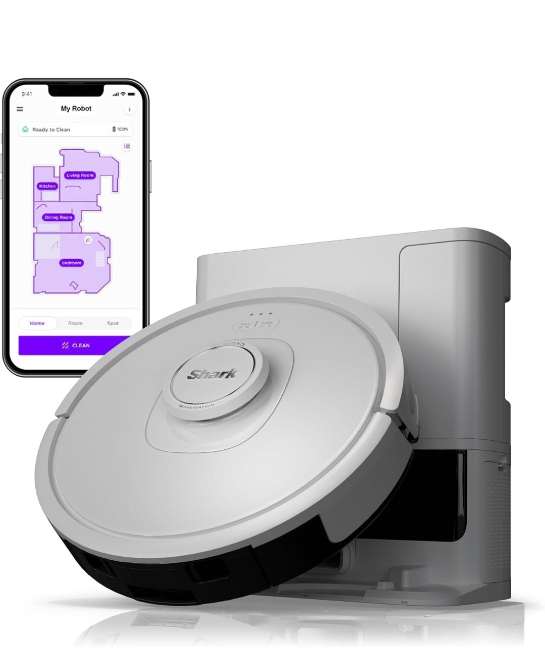 Shark IQ Robot Vacuum with Bagless Self-Empty 60 Day Capacity Base, Multi-Surface Cleaning, Powerful Suction, Pet Hair Pickup, for Carpets & Hardfloor