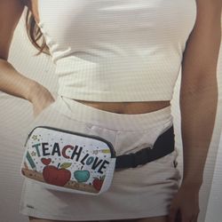 Teach Love Inspire" Teacher-Themed Crossbody Bag with Apple and Pencil Design