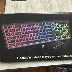 Brand New RGB Backlit Rechargeable Light Up Letters Wireless Keyboard And Mouse Combo 