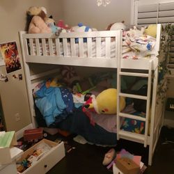 White Wooden Bunk Bed