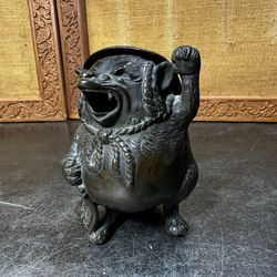 Antique Meiji Period Japanese Figural Bronze Tanuki Incense Bruner Censor