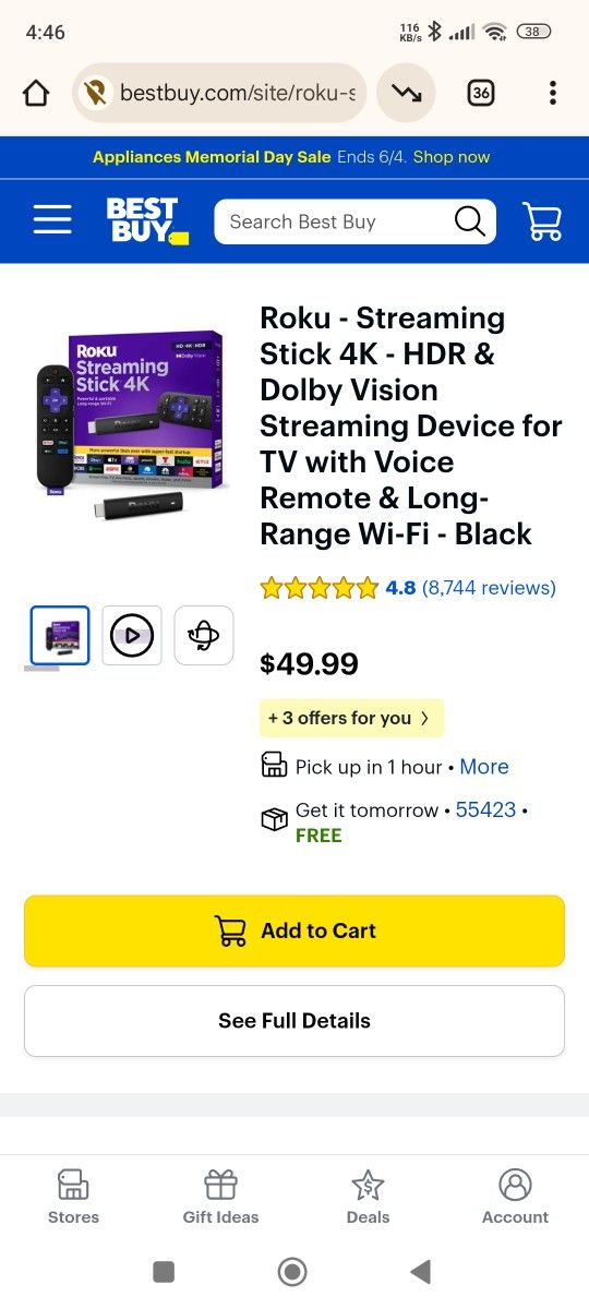 New Inbox Roku Streaming Stick 4K