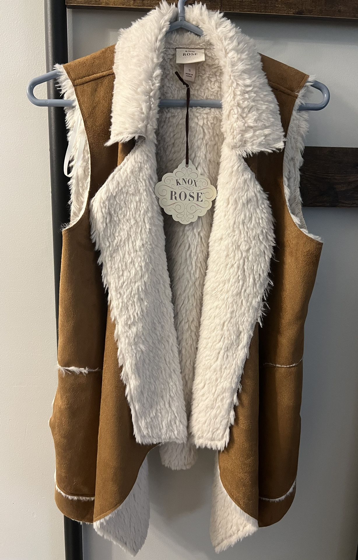 Knox Rose Brown Vest - Faux Fur, S