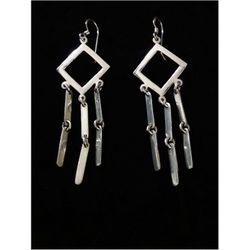 70mm x 20mm Solid Sterling Silver Southwest Elongated Link Drop Dangle Earrings