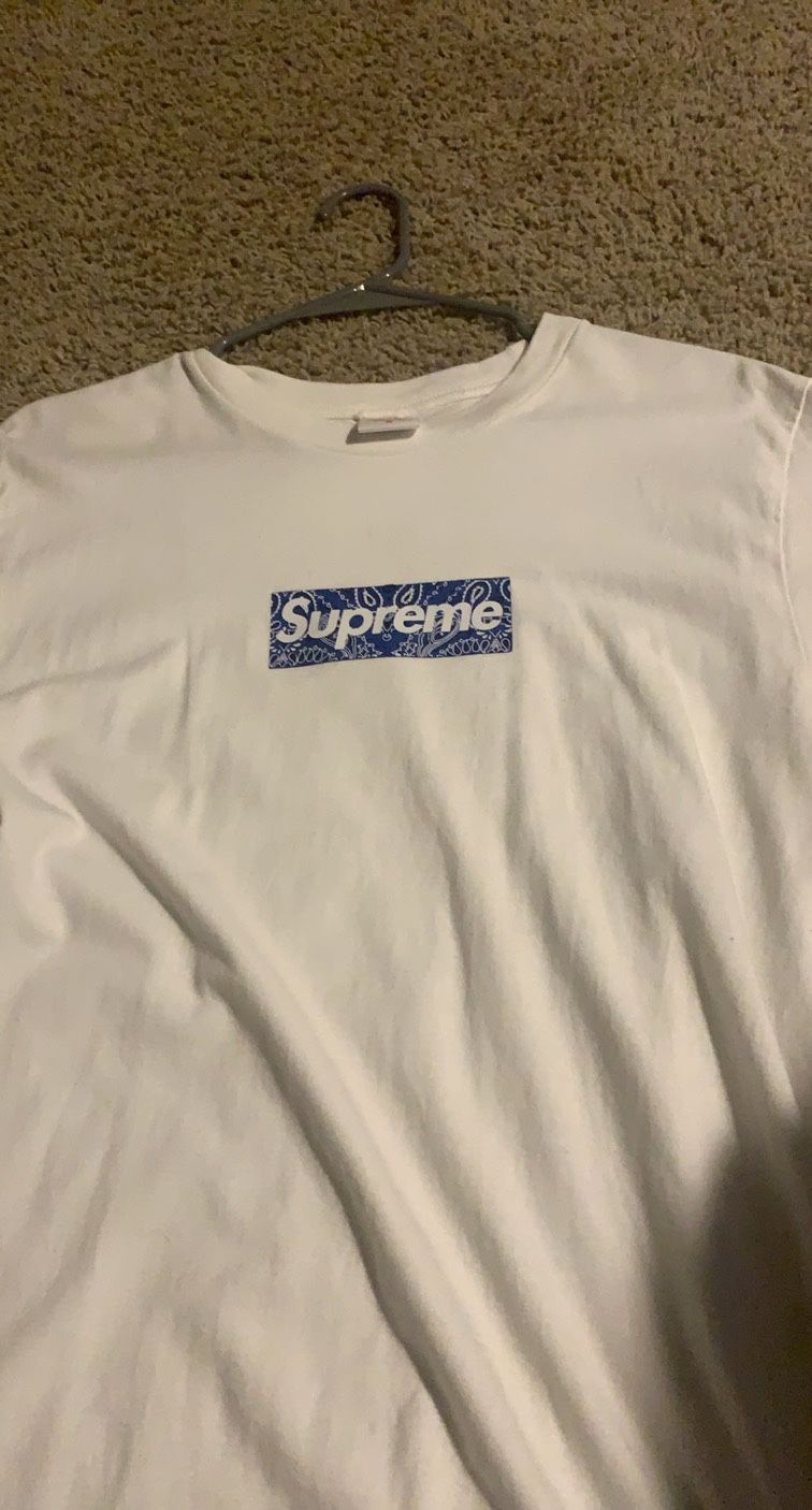 Supreme box logo blue bandana tee