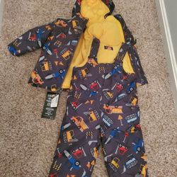 Boys 2T Winter Snow Suit - Construction Theme