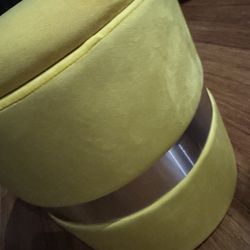 yellow ottoman with mini ottoman inside