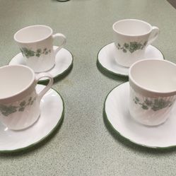 Set Of 4 Plate And Cups Corning Corelle