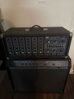Line 6 spider V 240 and Peavy cab head amp.