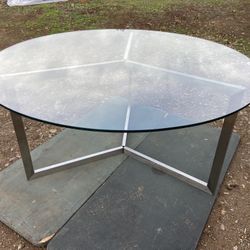 Vintage Round Glass Dining Table Conference Table