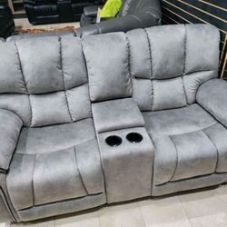 Fourth Of July Sale. Madrid Soft gray reclining sofa and loveseat set now $1199. Easy finance option. Same-day delivery.