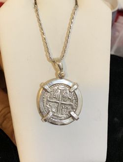 Atocha silver Coin pendent with silver chain