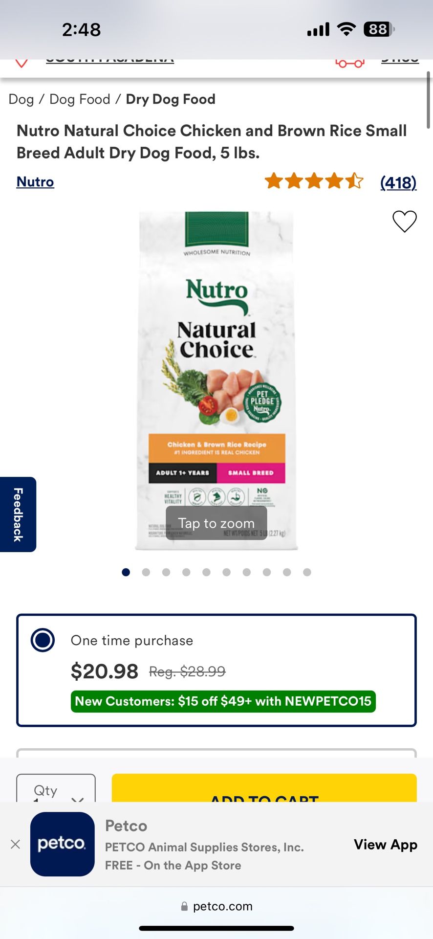 Nutro Natural Choice Chicken and Brown Rice Small Breed Adult Dry Dog Food, 5 lbs.