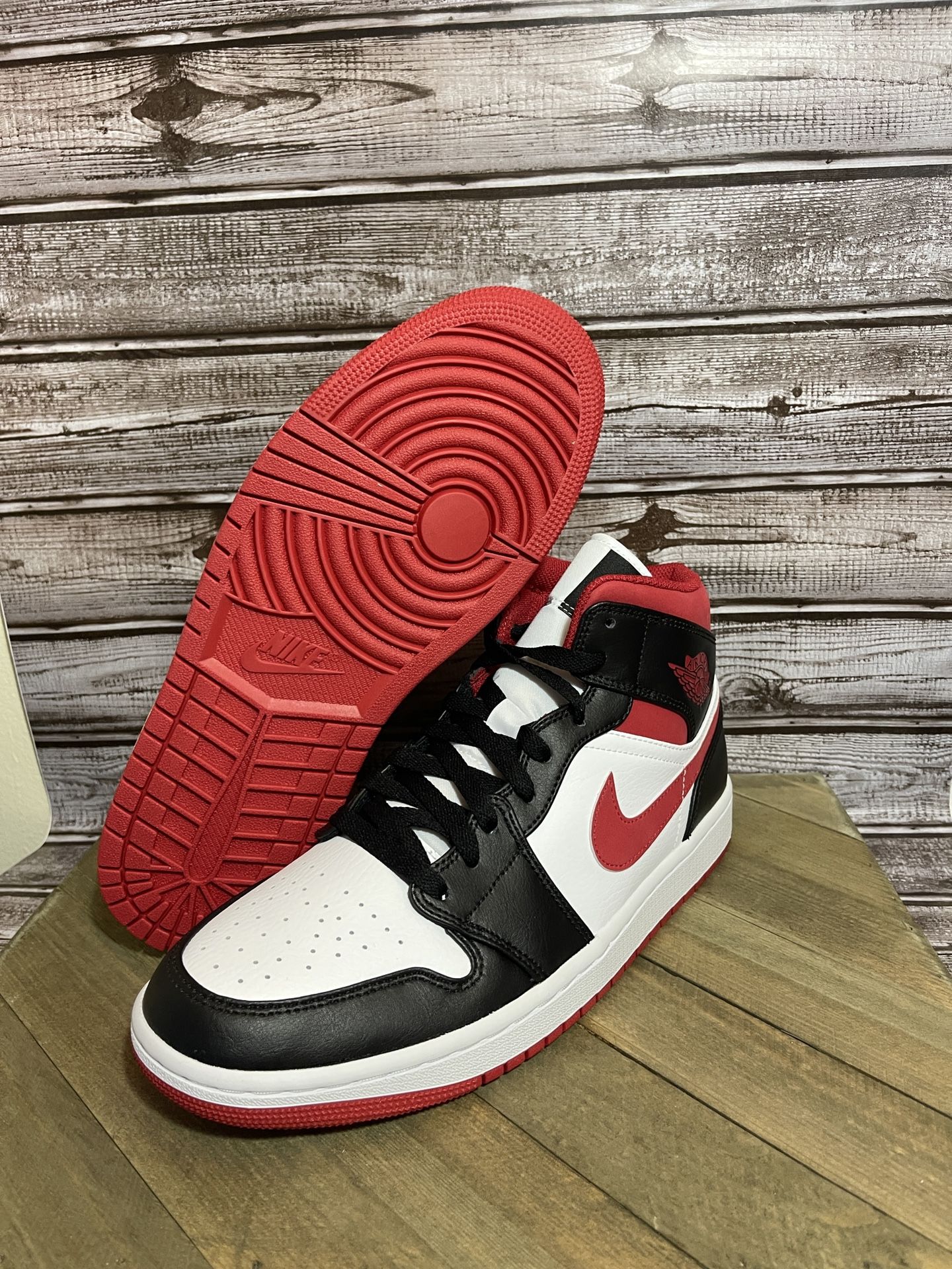 Air Jordan 1 Mid White/Gym Red Black