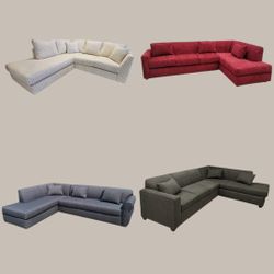 NEW 7X9FT And 9x7ft SECTIONAL CHAISE, Sofa  Cream Fabric  Set