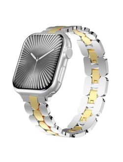 Stainless Steel Dressy Band for gold and silver Apple Watch for Women Series11/10/9/8/7/6/SE/Ultra Compatible with 41mm 40mm 38mm 42mm 46mm 49mm 45mm 