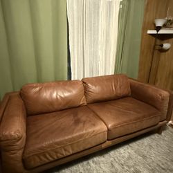 WEST ELM  Dekalb  real Leather Sofa