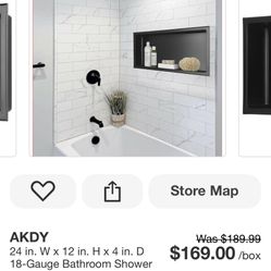 AKDY 24 in. W x 12 in. H x 4 in. D 18-Gauge Bathroom Shower Niche in Matte Black