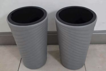 PAIR of 16" Gray Resin Planters (Self Watering w Monitoring) (2 for $45) @ Lasting Creations