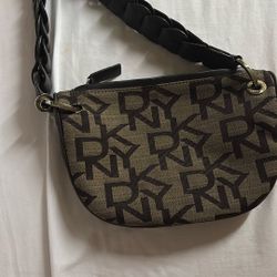DKNY logo leather handbag
