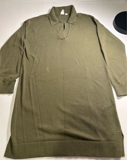 Gap women's olive green long-sleeve polo dress, size M.